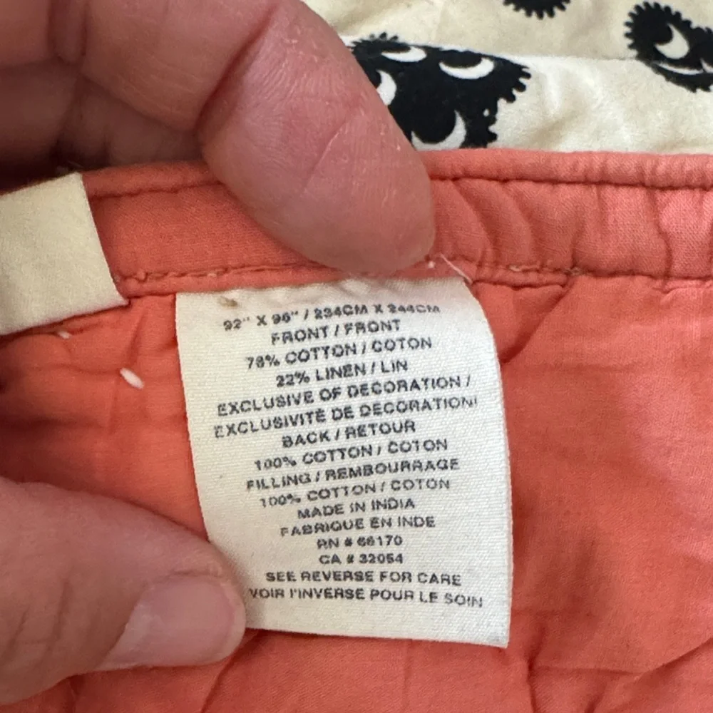 Anthropologie Quilted Cotton Bedding Set in Coral and Lime